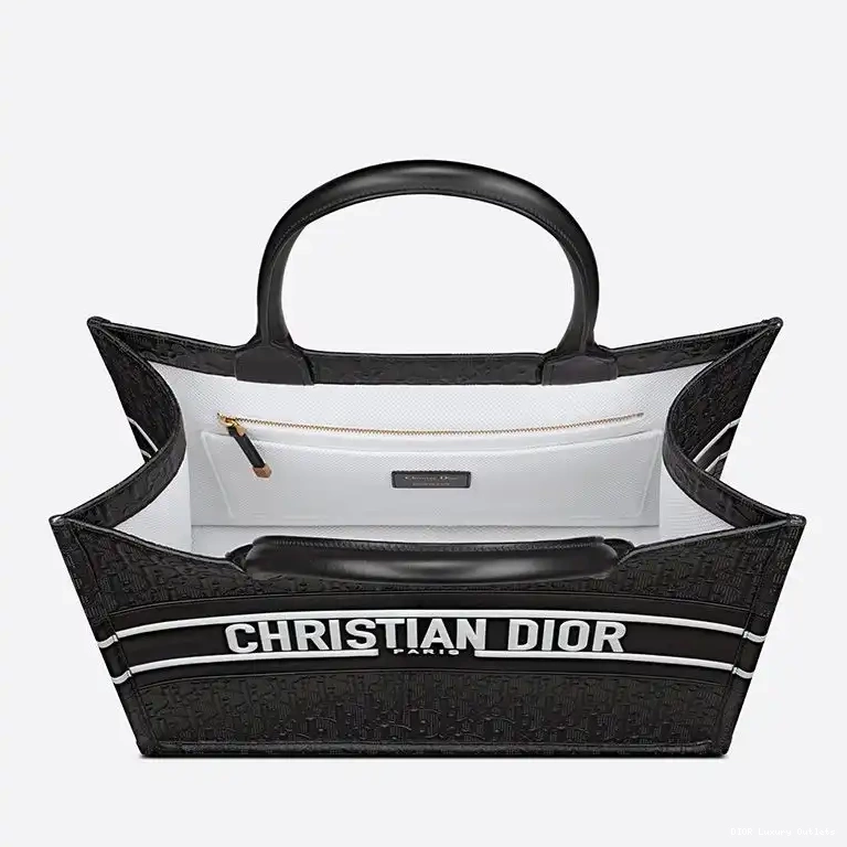 Cheap Embossed Tote Book Oblique Calfskin White Dior Black 0624 Luxury